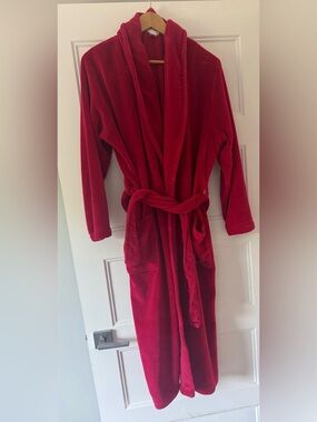 Plush Red Women's Robe with Shawl Collar
